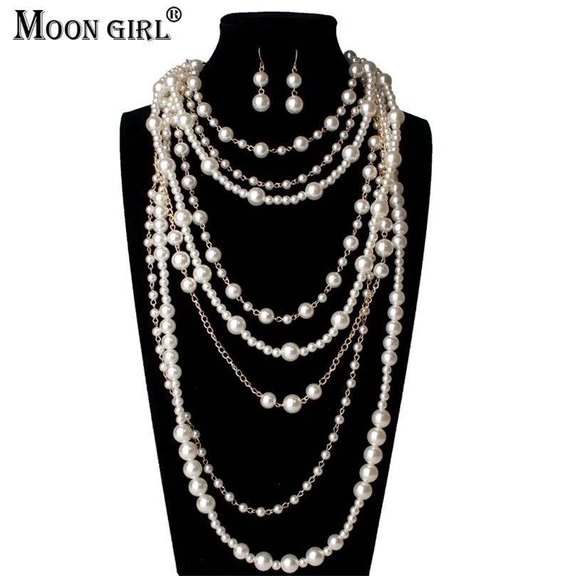Collier de dos en perles Swarovski et boules de strass en cristal sur