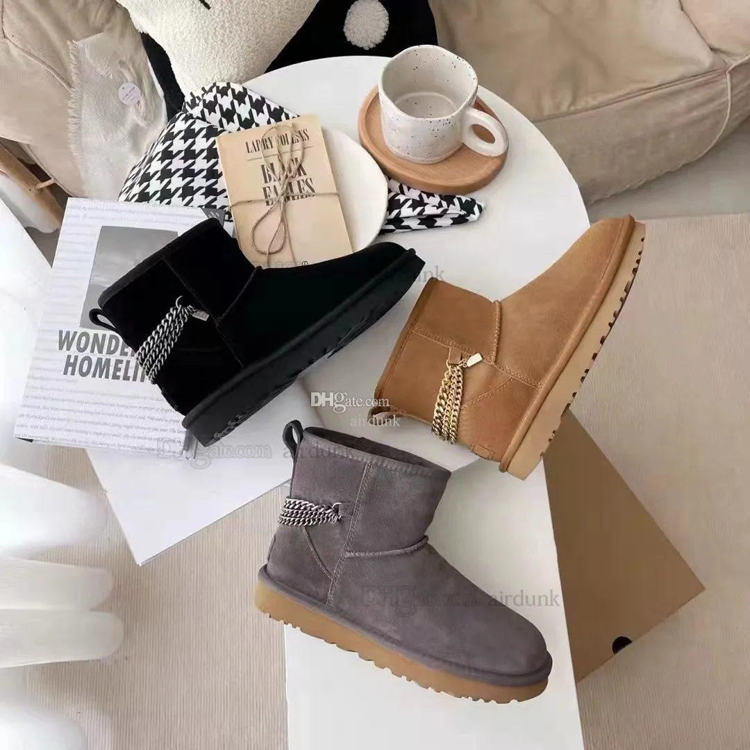 Australi￫ Designer Women Chains Snow Boots Luxe zwarte kastanje mode klassiek