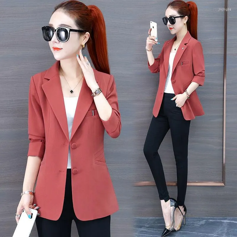 Women's Suits Women's Jacket Blazer 2022 Korean Fashion Long Sleeve Autumn Slim Office Elegant Leisure Suit Ladies Top