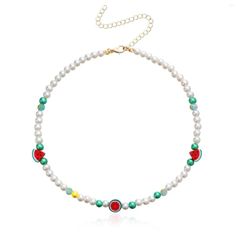 Choker Trend Fruit Charm Pearl Necklace For Women Colorful Beads Necklaces Sweet Girl Friend Gift Summer Beach Jewelry 2022