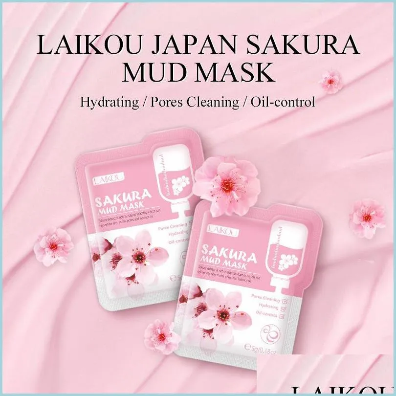 Altri strumenti per la cura della pelle Laikou Japan Sakura Mud Face Mask Night Facial Packs Pelle pulita Cerchio scuro Idrata Maschere per la cura Drop Deliver Dhmch