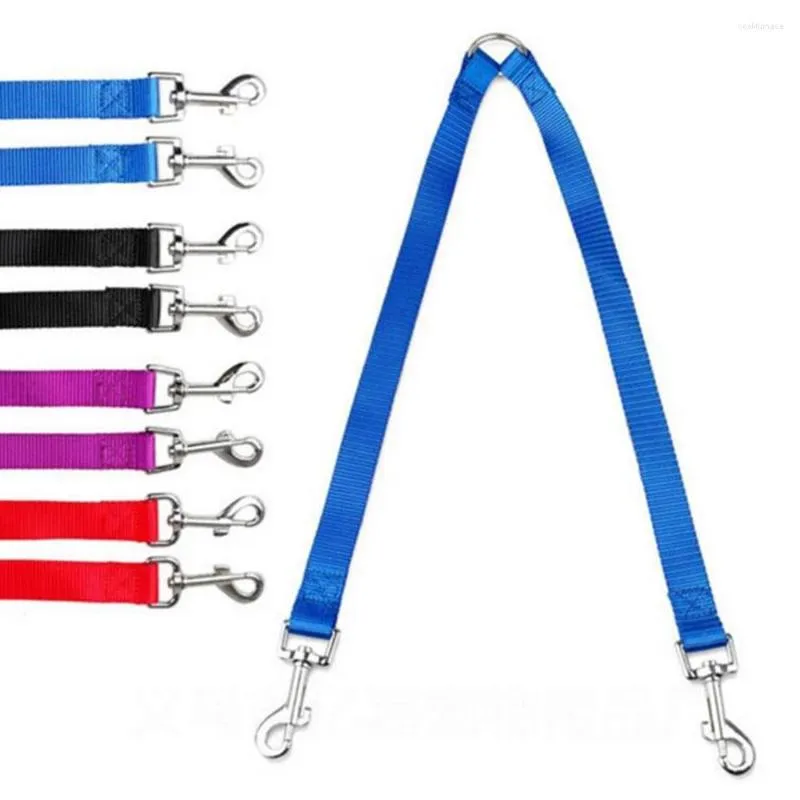 Dog Collars Pet Double Leashes Twin Dual Coupler Leash Two In One Strong Nylon V Shape Colorful Ways Leads Cat