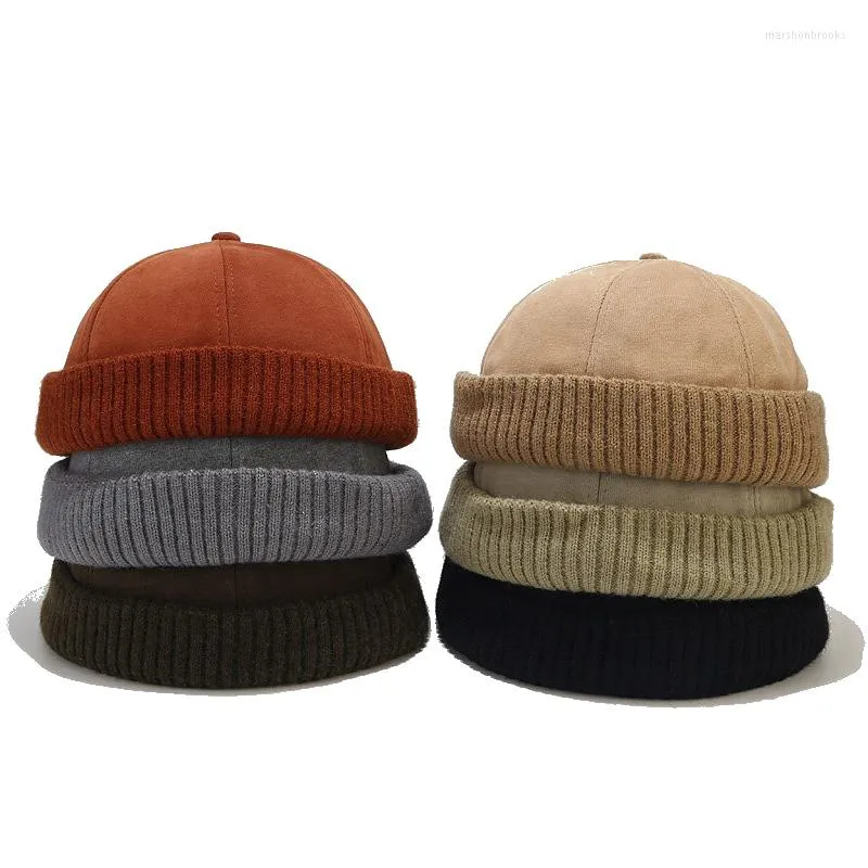 Bérets Version coréenne couleur unie réglable sans bord hommes bonnet sans visière unisexe Hip Hop garder au chaud béret chapeau de peintre