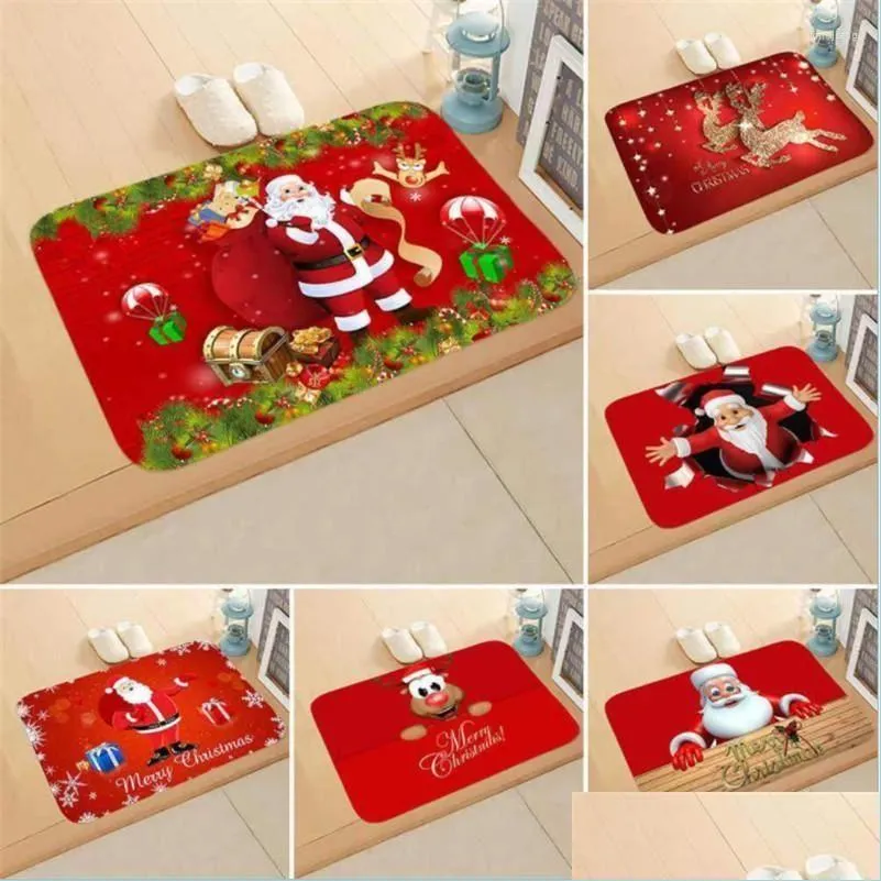 Décorations de Noël Décorations de Noël Tapis de Père Noël Tapis d'extérieur Joyeux Décor pour la maison Ornements Navidad Noël Nouvel An Cadeau Dhsed