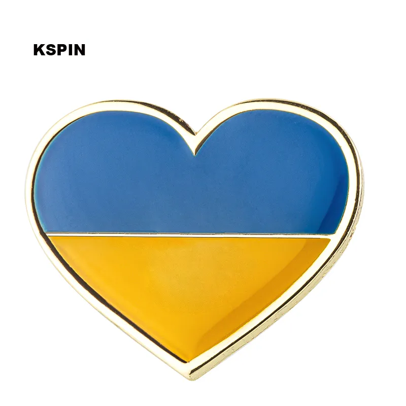 Ukraina płynna kształt serca klapki broszki piny Flagowe odznaki broszki broszki 10pcs dużo