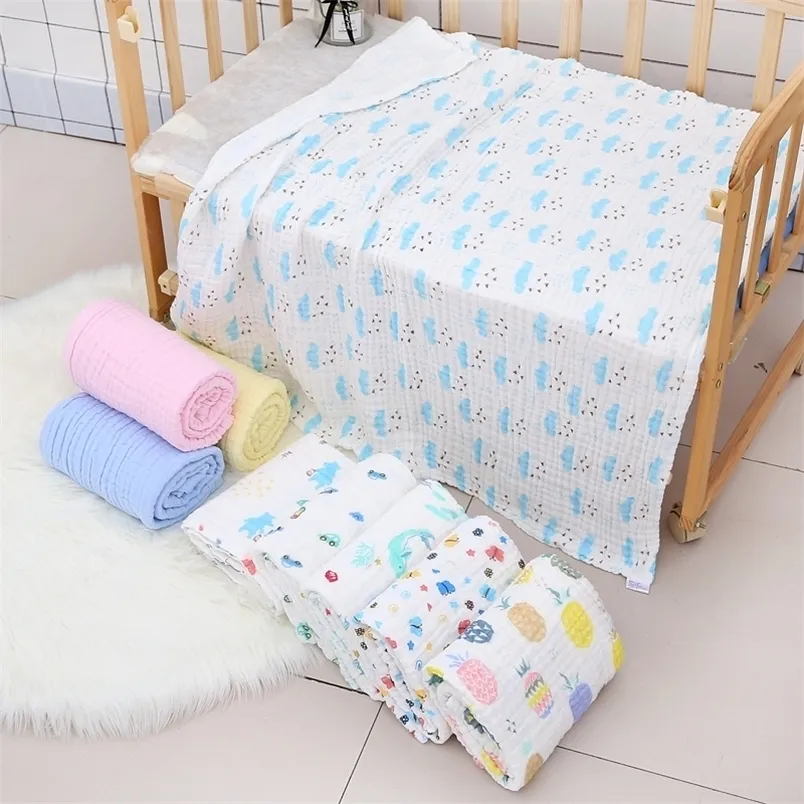 Couvertures Emmailloter 6 Couches Bambou Coton Infant Enfants Swaddle Bande Dessinée Imprimer Wrap Dormir Chaud Couette Couverture De Lit Mousseline Bébé 221103