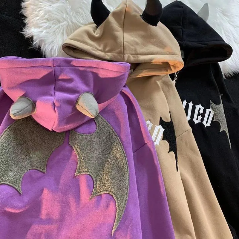 Vestes pour femmes Y2K Streetwear Femmes Rétro Lettre Imprimer Sweat À Capuche Zippé Harajuku Surdimensionné Hip-Hop Hommes Grunge À Capuche Gothique Vêtements