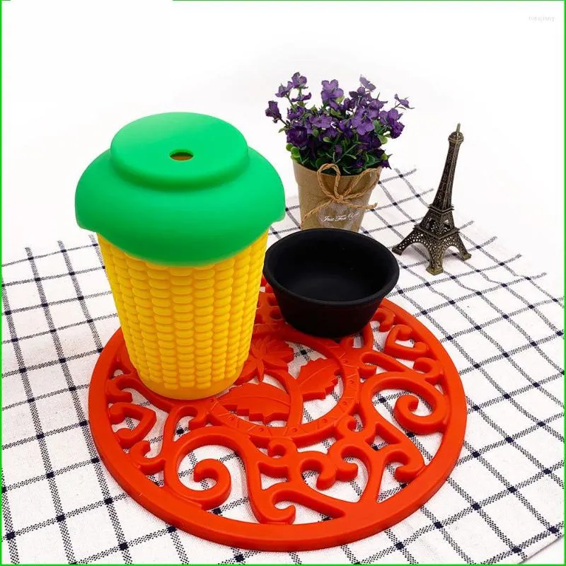 Tovagliette 20/18 cm Il rotondo resistente al calore Tappetino in silicone Sottobicchieri per tazze antiscivolo Pot Holder Tovaglietta Accessori da cucina