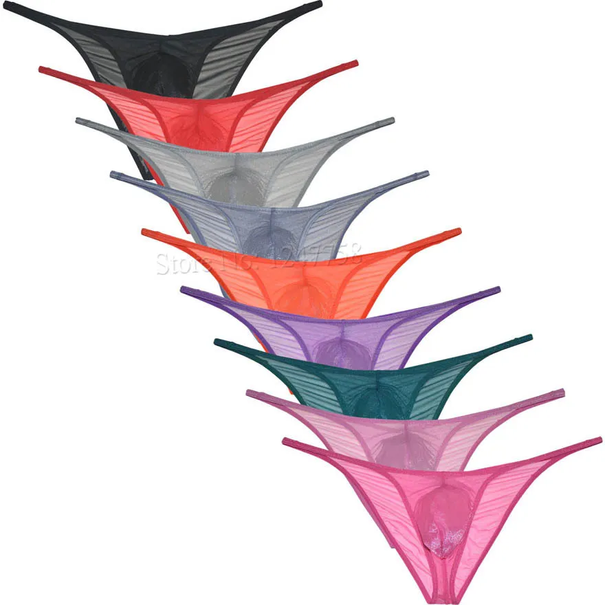 Underpants Mens Glass Yarn Bikini Briefs Underwear Jockstrap Sissy ...