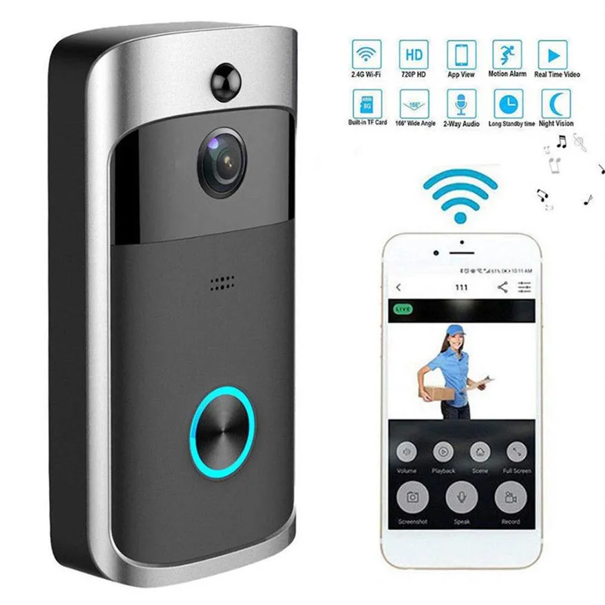 WIFI فيديو Doorbell Motion الكشف مع IR Night Vision Smart Wireless Door Bell Remote-Control HD Home Camera293L