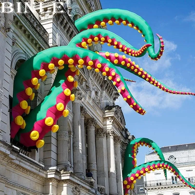 Inflatable Bouncers 3mH Customized Urban-Art outdoor green giant inflatable octopus tentacle inkfish feet for halloween decoration&party decorations toys sports