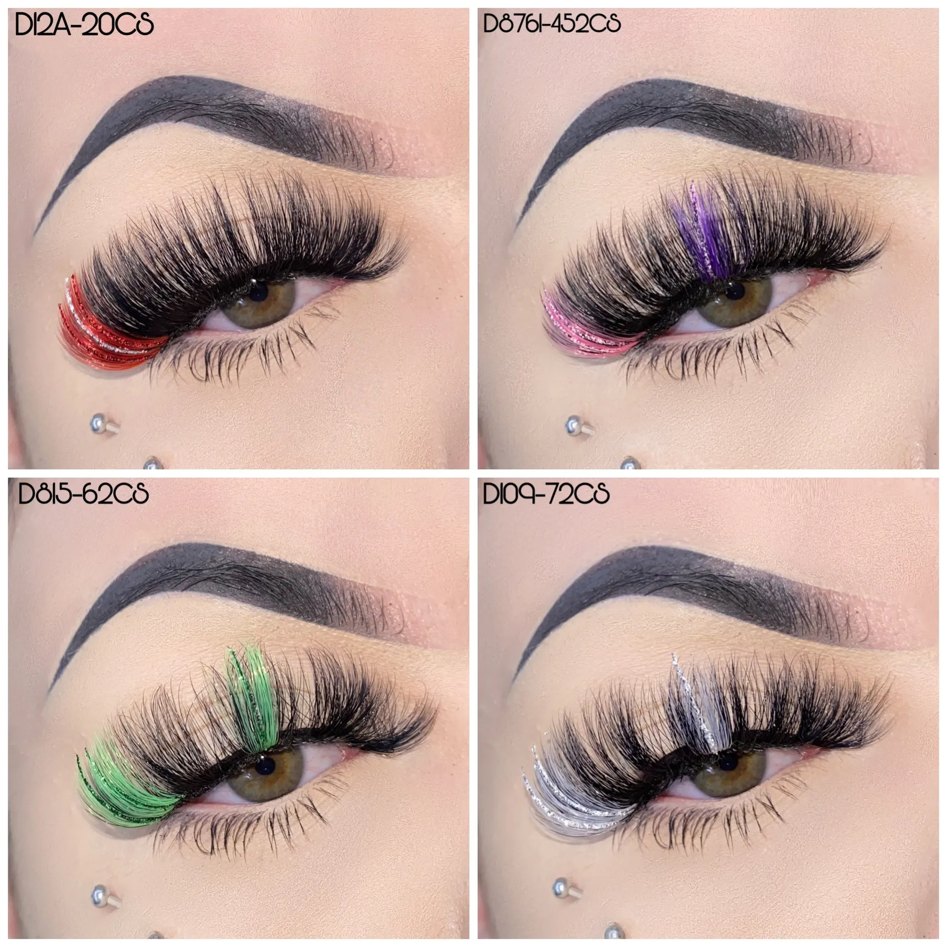 20 mm Glitter Ombre Färgade Fransar Bulk Grossist Fluffy 5D Faux Mink Naturlig falska ögonfransar makeup 3D Lash