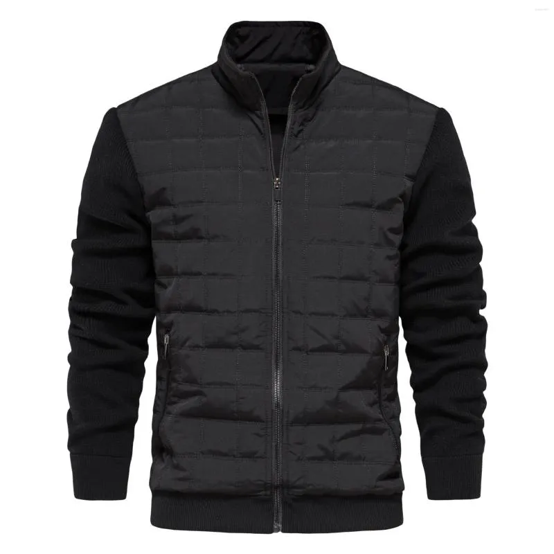 Men s Jackets Stand Collar Zipper Coats Casual Knitting Sleeves Autumn Winter Fashion High Quality Splicing For Men Clothing
