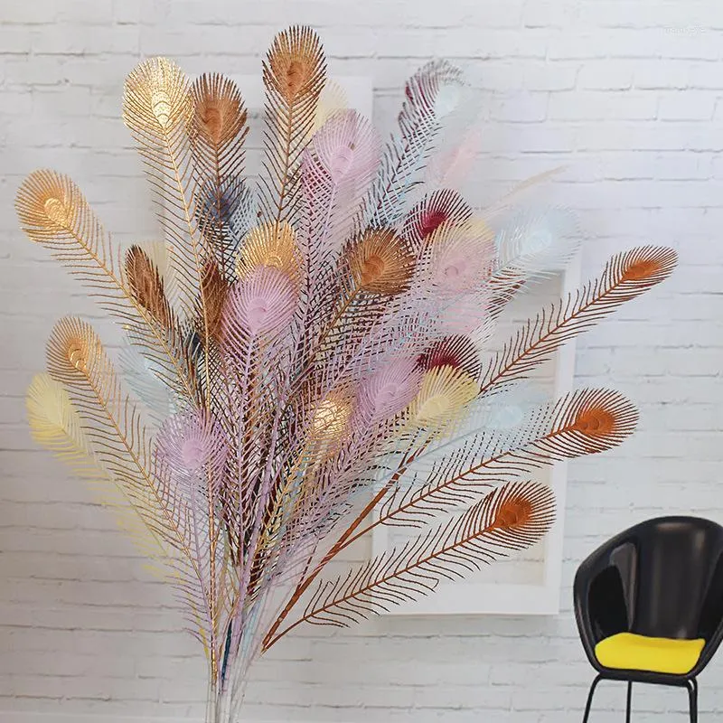 Decorative Flowers Wedding Simulation Flower Peacock Tail Feather Phoenix Hall Road Guide Home Outdoor Plastic Fake