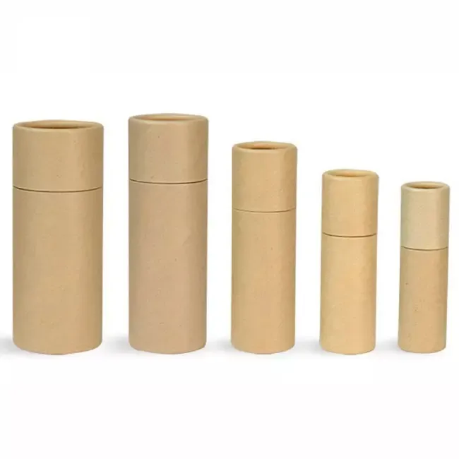 Kraft Şınav Tüpü Ambalajı Dudak Balsamı Tüpleri Kutusu Doldurulabilir Kağıt Yuvarlak Katı Parfüm Tüpleri
