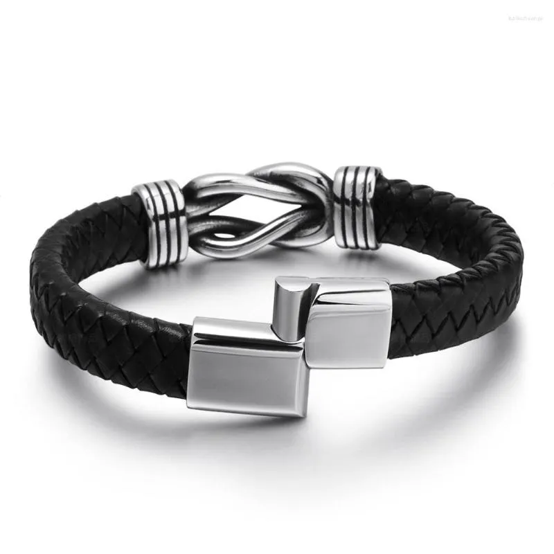 أساور سحر ZG Men's Bracelet Retro Creative Twist Hand Level Leather Titanium Steel Jewely Fashion Fashion