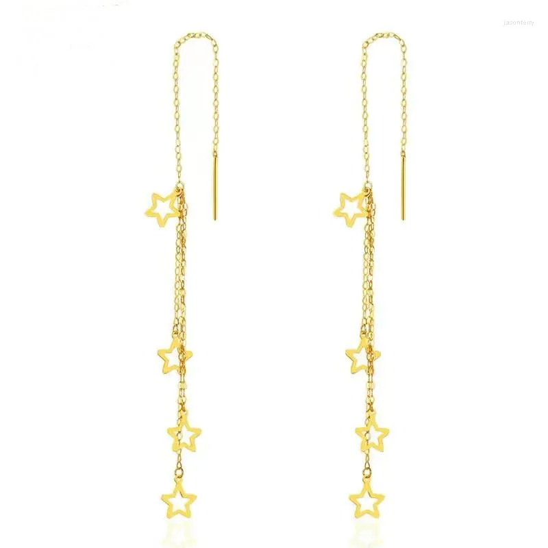 Dangle Earrings Jicai 18k Gold Drop Simple 5 점 스타 디자인 여성용 AU750 Tassel Fine Jewelry Wedding Gift