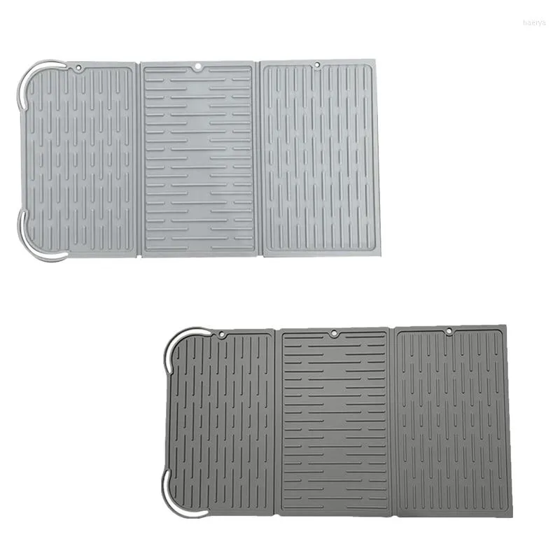 Tapis de table Tapis égouttoir Protection Résistant à la chaleur Comptoir Évier Antidérapant Plat Vidange Outil Gris