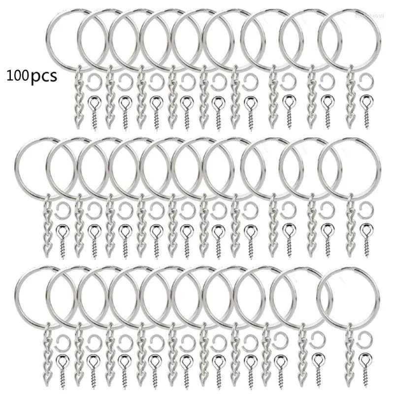 Keychains 300 stcs 30 mm platte sleutelhanger ringen kit inclusief gesplitste sleutelhanger springschroef oogpennen sieraden bevindingen maken