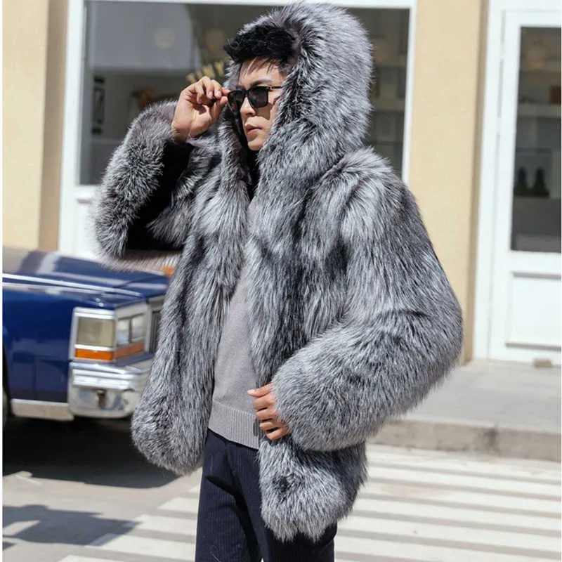 Manteau Homme Fausse Fourrure Long - Chaud Et Élégant Pour Automne-Hiver