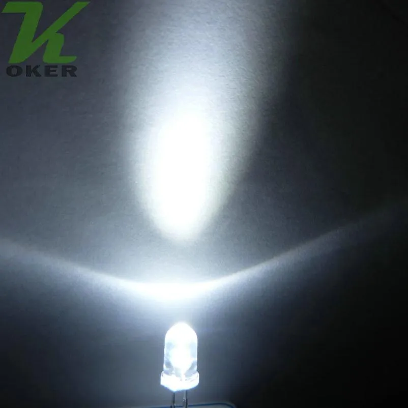 1000st 5mm vitt rund vatten Rensa LED-ljuslam