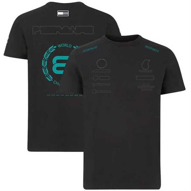 T-shirt de piloto de equipe F1 2022 Oficial do mesmo terno de corrida masculino de manga curta masculina de manga curta de tamanho r￡pido pode ser personalizado