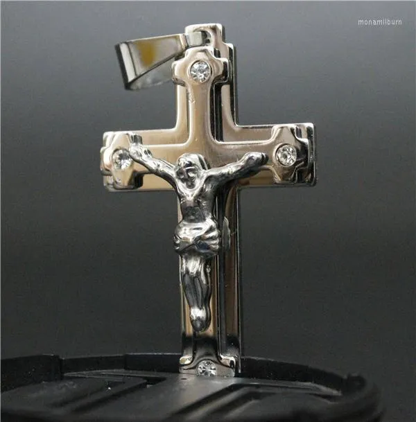 Pendanthalsband 26g Big Cross Mens coola smycken tillbehör 3 lager Jesus