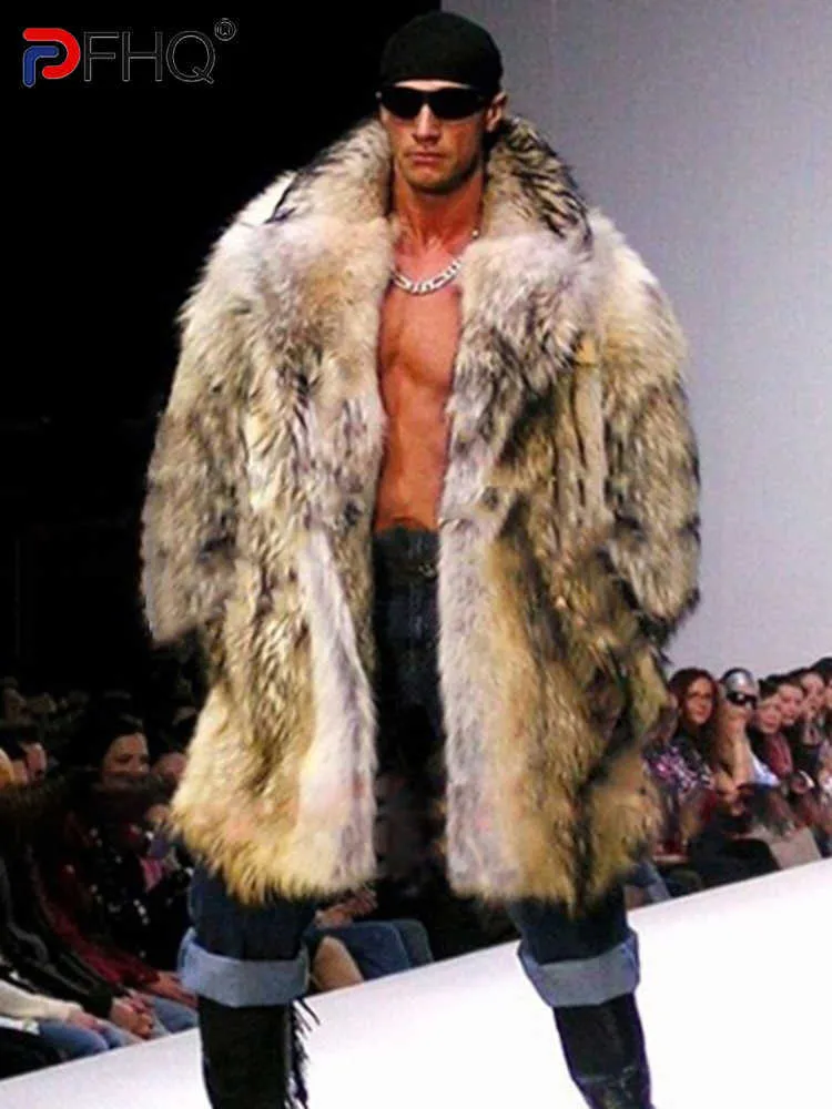 Pêlo de pele fúx ful pfhq 2022 Inverno novo masculino masculino Faux Mink para casaco de pêlo colarinho longo