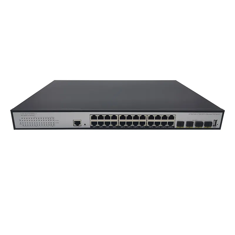 28 Port 10 Gigabit Yönetilen Poe Switch 48V Güç Kaynağı Desteği SNMP Web RSTP Web