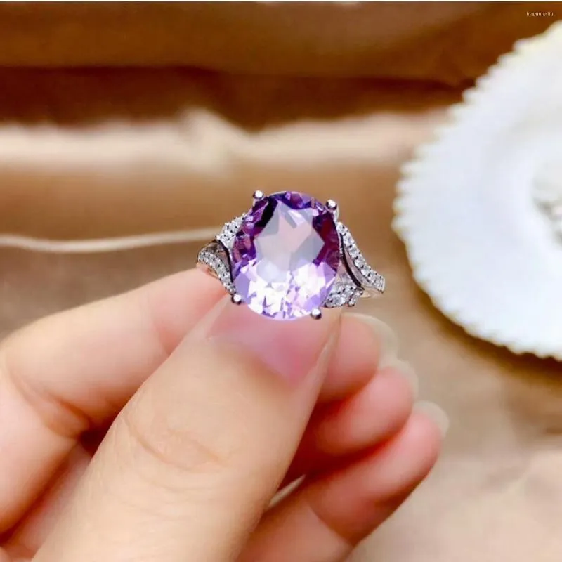 Anelli a grappolo Anello in argento ovale classico Morganite viola per le donne Fidanzamento con pietre preziose Fede nuziale Regalo di alta gioielleria