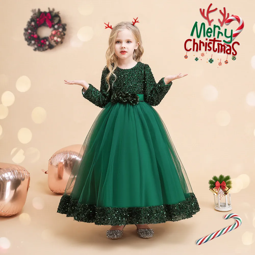 Trägt Kinderkleid Mädchen Weihnachten Prinzessin Kleid Kinder Partykleidung Ballkleid Kleider Mädchen Pailletten