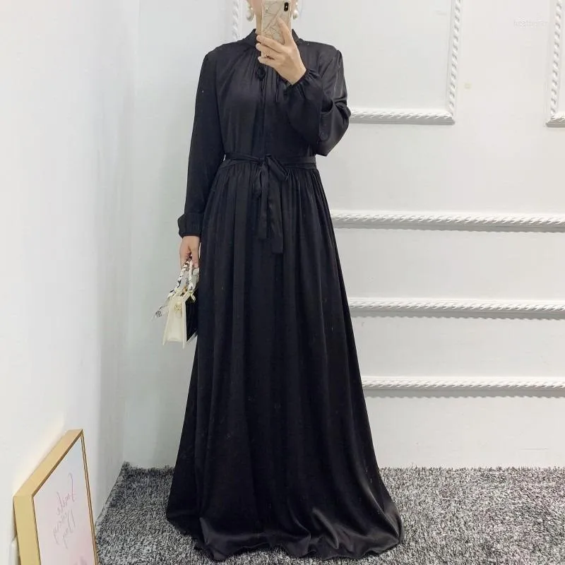 Etniska kläder abayas muslimska kaftan klänning kvinnor full ärm o nackrockar vår mode mode fasta elegant chic arab dubai islam maxi klänningar