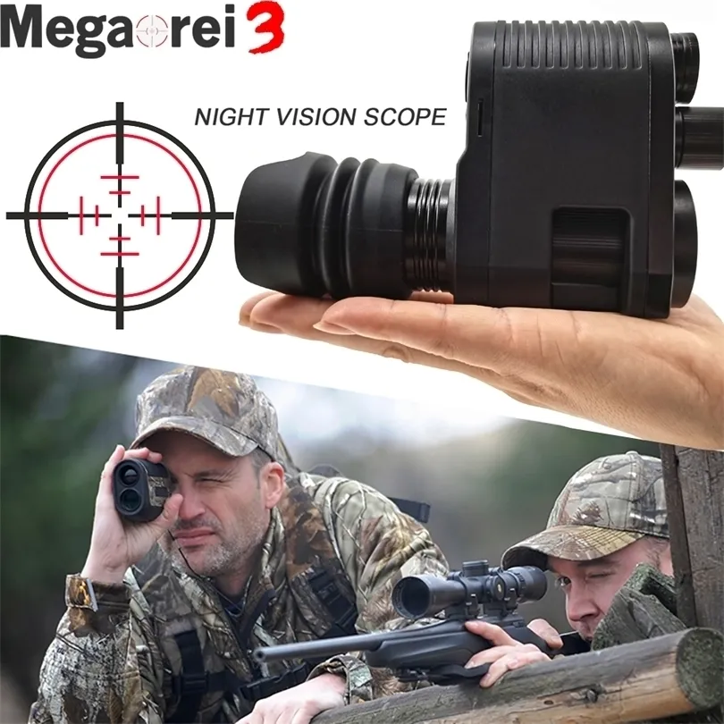 Hunting Trail Cameras Megaorei 3 Night Vision Rifle Scope HD720P Video Record Po Taking NV007 Hunting Optical Sight Camera 850nm Laser Infrared IR 221103