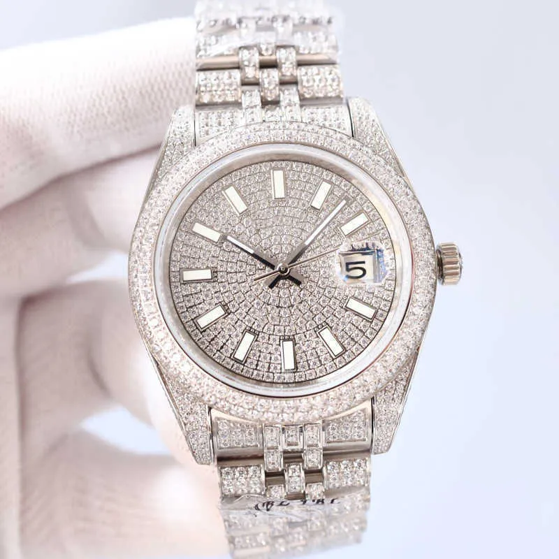 2023Wristwatches Diamond Mens Watch Automatic Mechanical Watch 41mm Sier Strap Stainls Steel For Men Life Waterproof WristWatch Fashion WristWatch Gift