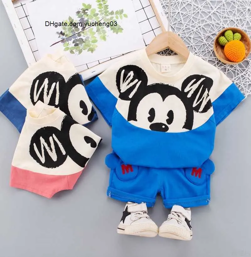 Conjunto de roupas para bebês recém-nascidos, meninos, crianças, algodão, estampado, camiseta, shorts, verão, infantil, menino, conjunto de roupas