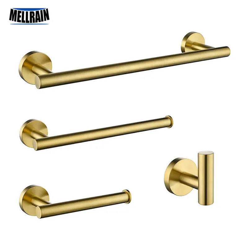 Towel Racks Brush Gold Bathroom Hardware Accessories Set Bar Paper Holder Ring Robe Hook Round Classic Fittings 221102