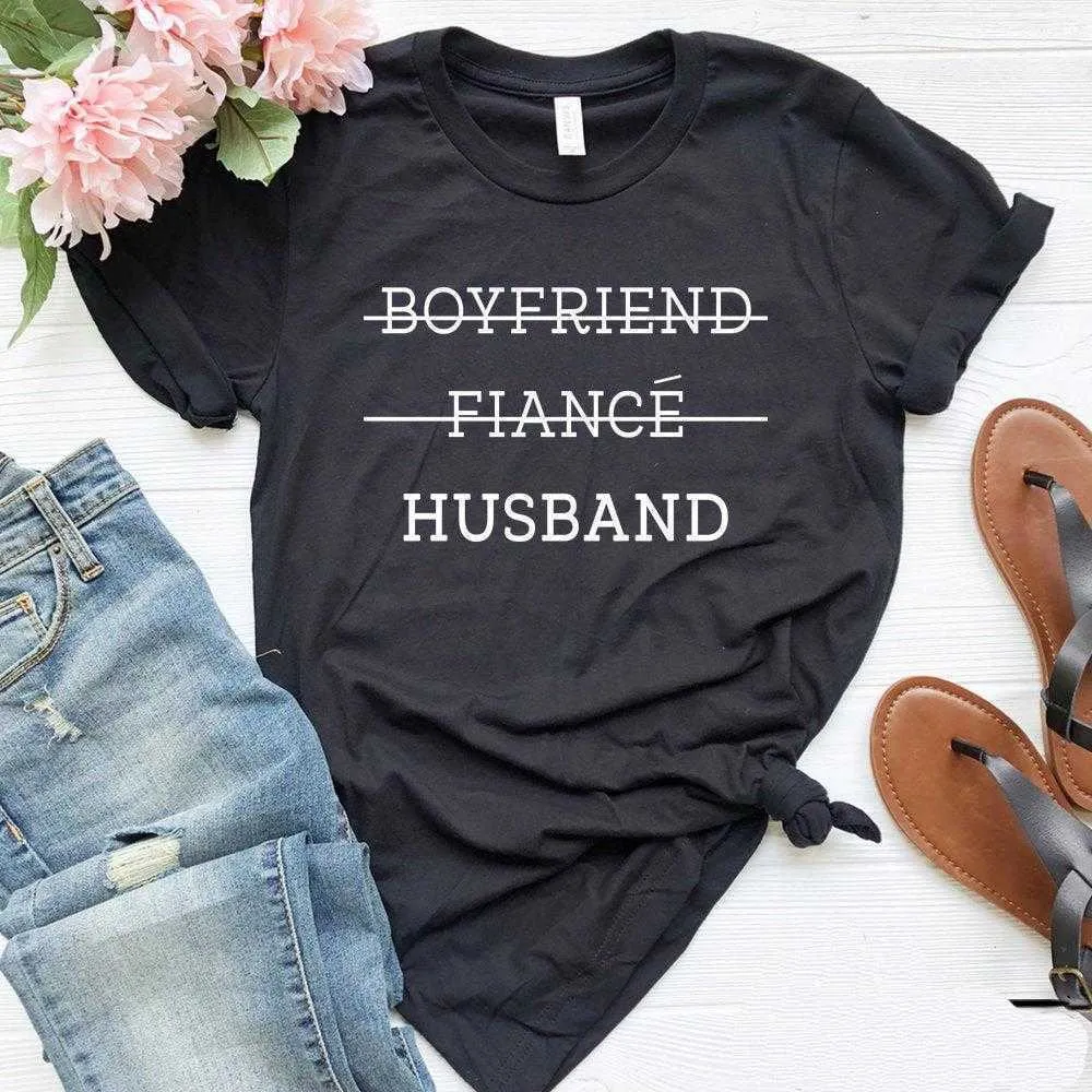 Chłopak narzeczona koszulka mąż kobiet koszulka kobiety swobodny hipster zabawny dla pani