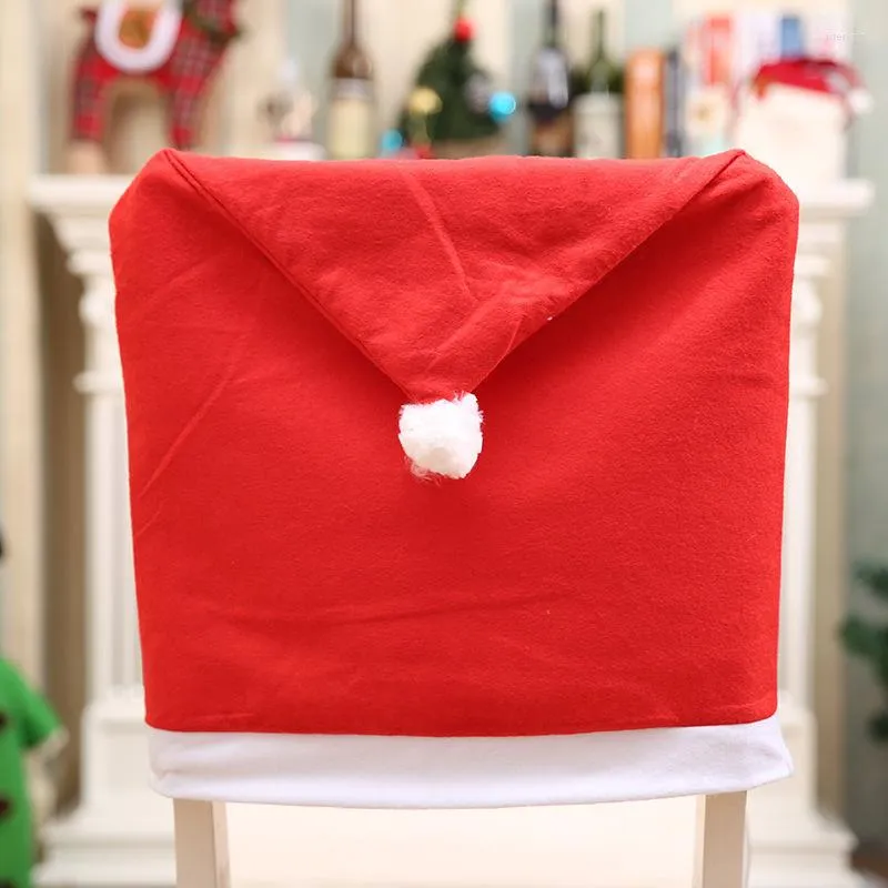 Pokrywa krzesełka 1PCS świąteczna okładka Czerwona Święty Mikołaj Kapelusz na rok Wesołych imprezowych domowych stolik kuchennych wystrój