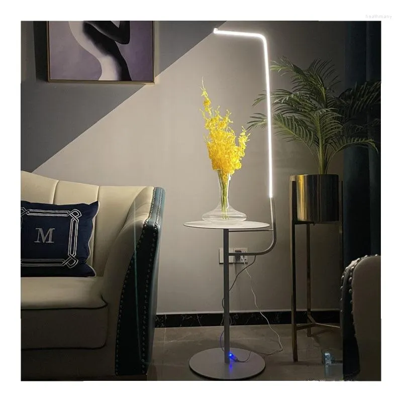 Floor Lamps Modern Luxury Lamp Metal Round Showcase Shelf Lights Smart Touch Light Switch Aluminum Post Luces Salon Lampe Pied C