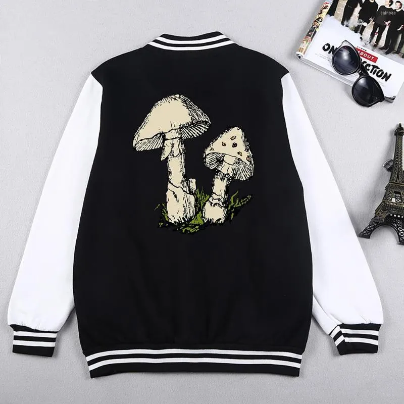 Erkek ceketler porcini mantarlar yeşil çim baskılar erkek beyzbol ceket o yaka moda polar sweatshirt yumuşak rahat giyim adam