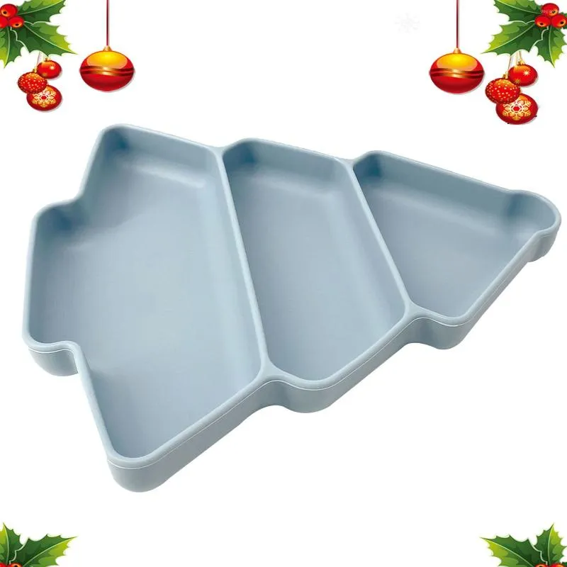 Bowls Toddler Suction Plates Christmas Tree Shaped Compartment Plate Silicone Kids With 3 Dividers Self Feeding Supplies For
