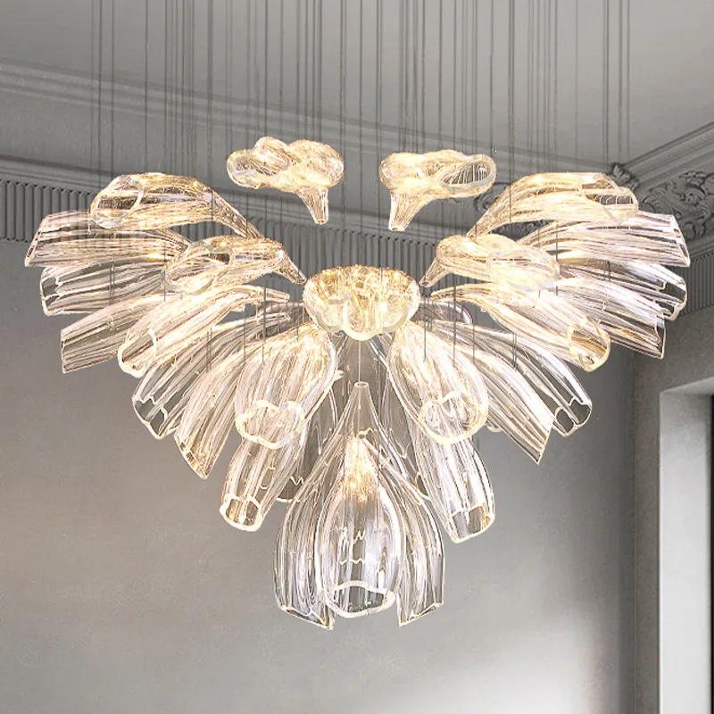 Italiensk glasblomma hängslampor American Modern LED Pendant Lights Fixture European Luxury Shining Droplight Home Hotel Restaurant inomhusbelysning