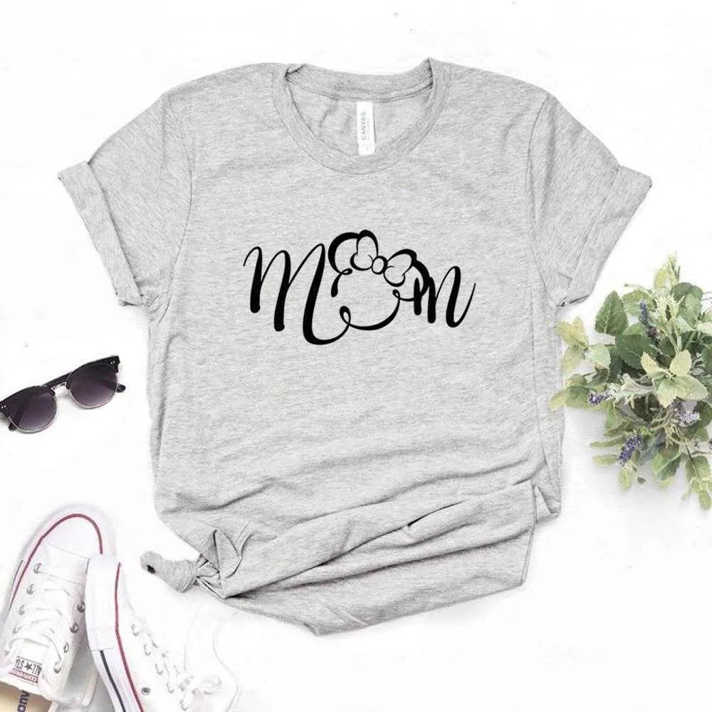 Mamma Bow Print Women Tops Hipster Funny T-Shirt Lady Yong Girl 6 Color Top Tee Zy-699