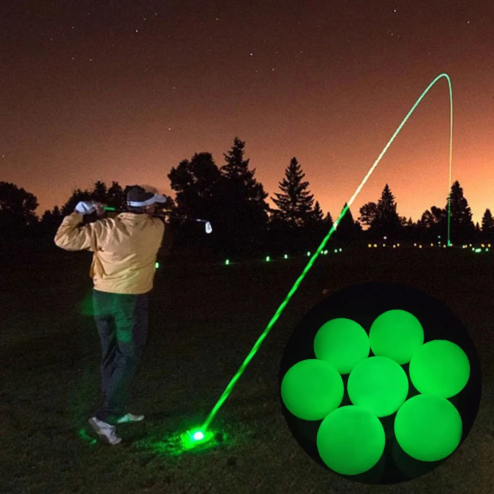 Golf Balls 6pcs Gece Spor Turnuvası için Parlıyor Karanlık Topta Parlayan Floresan Uzun Kalıcı Parlak Aydınlık 221102