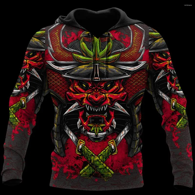 Felpe con cappuccio da uomo Red Samurai 3D Print Fashion Felpa con cappuccio unisex Casual Harajuku Streetwear Zip Sports Pullover 5XL Sudadera Hombre oversize