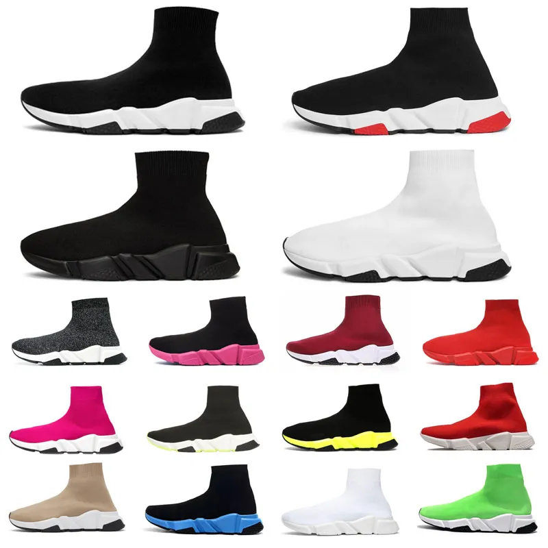 Женщины мужчины лодыжки носки носки для обуви бегун носками дизайнерские сапоги вязаная сетка High Platform Black White Slip On Soft