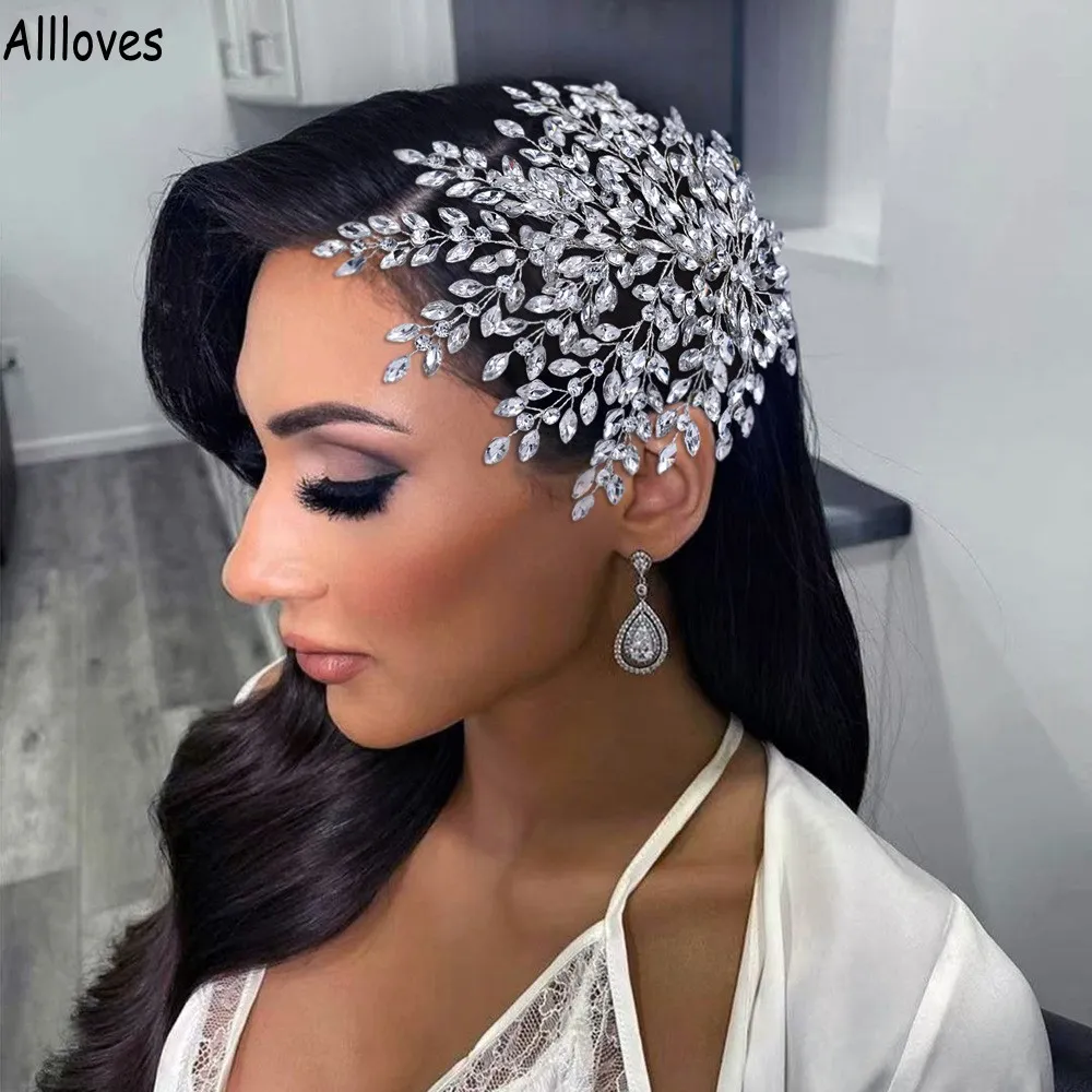 Parlak gelin başlıkları headdress lüks düğün kafası bant kadın saç aksesuarları kraliçe başlık parti ziyafet saç bandı mücevher hediye cl1342