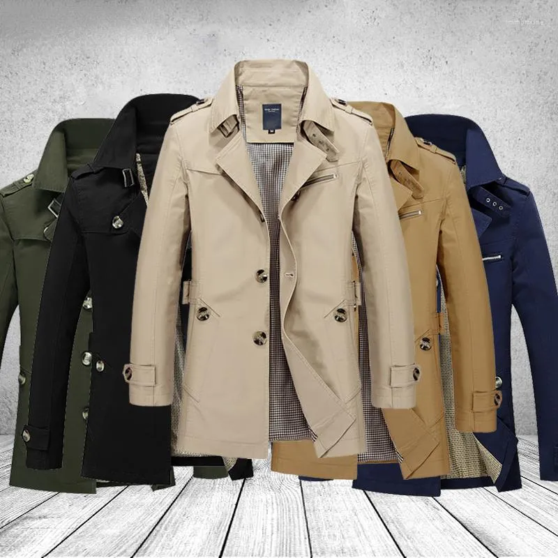 Heren Trench Coats Fashion Men Jackets Brand Casual Business Coat Heren Leisure Overjas mannelijke windbrekers met één borsten plus maat