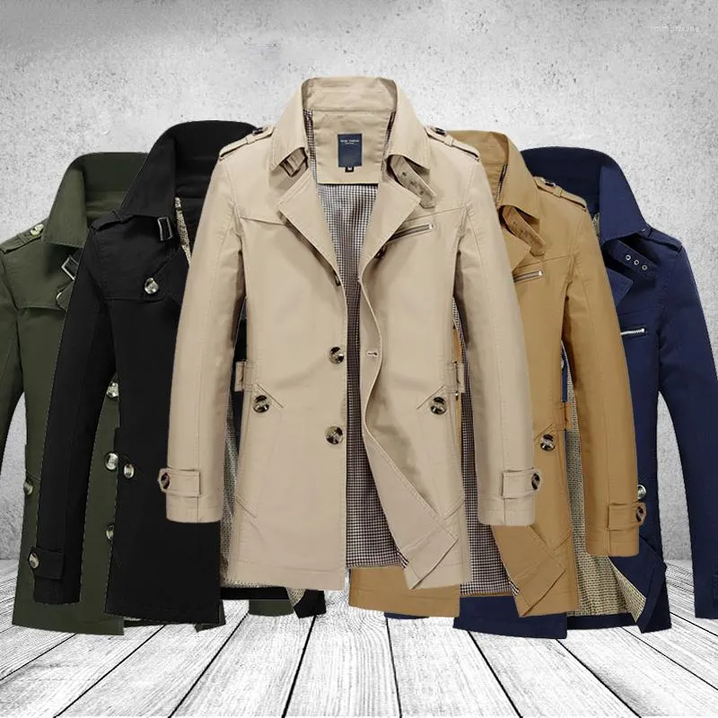 Hommes Trench Coats Mode Hommes Vestes Marque Casual Business Manteau Hommes Loisirs Pardessus Mâle Simple Poitrine Coupe-Vent Plus La Taille