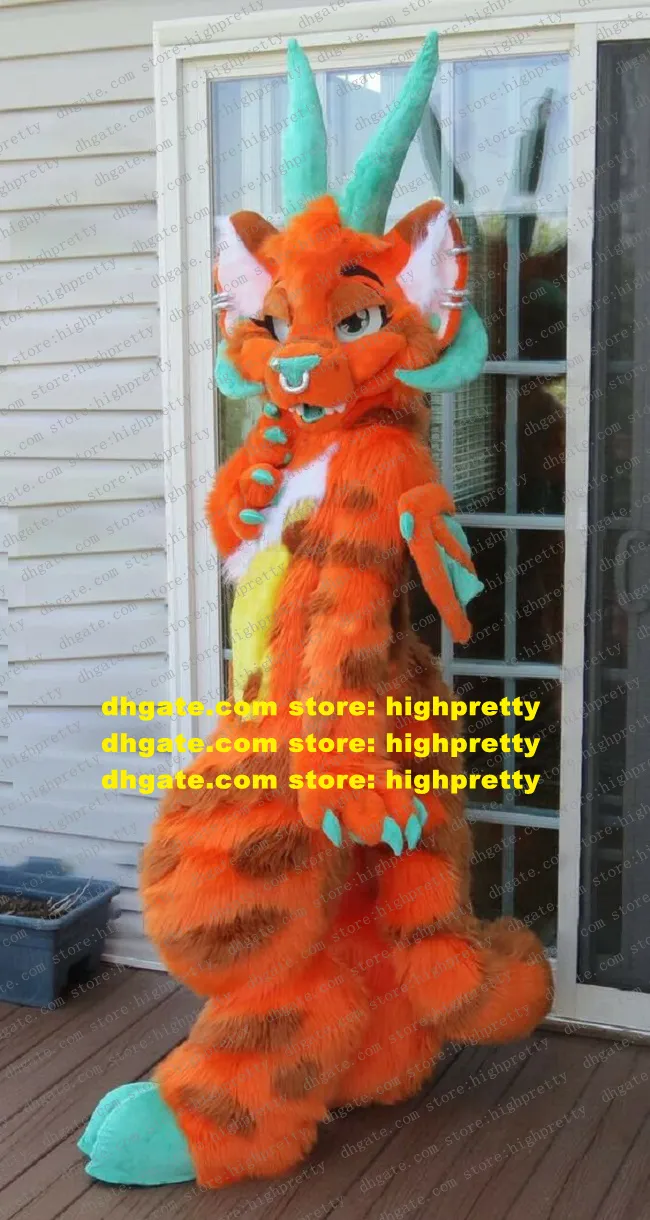 Orange Dragon voltooide fursuit mascotte kostuum volwassen stripfiguur outfit advertentie promotie promotionele items zz7670